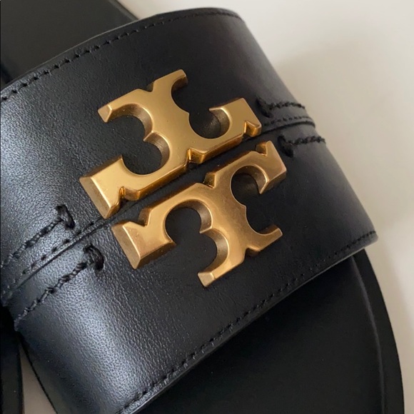 NIB Tory Burch Everly Slide Flat Sandals Black - Picture 4 of 11